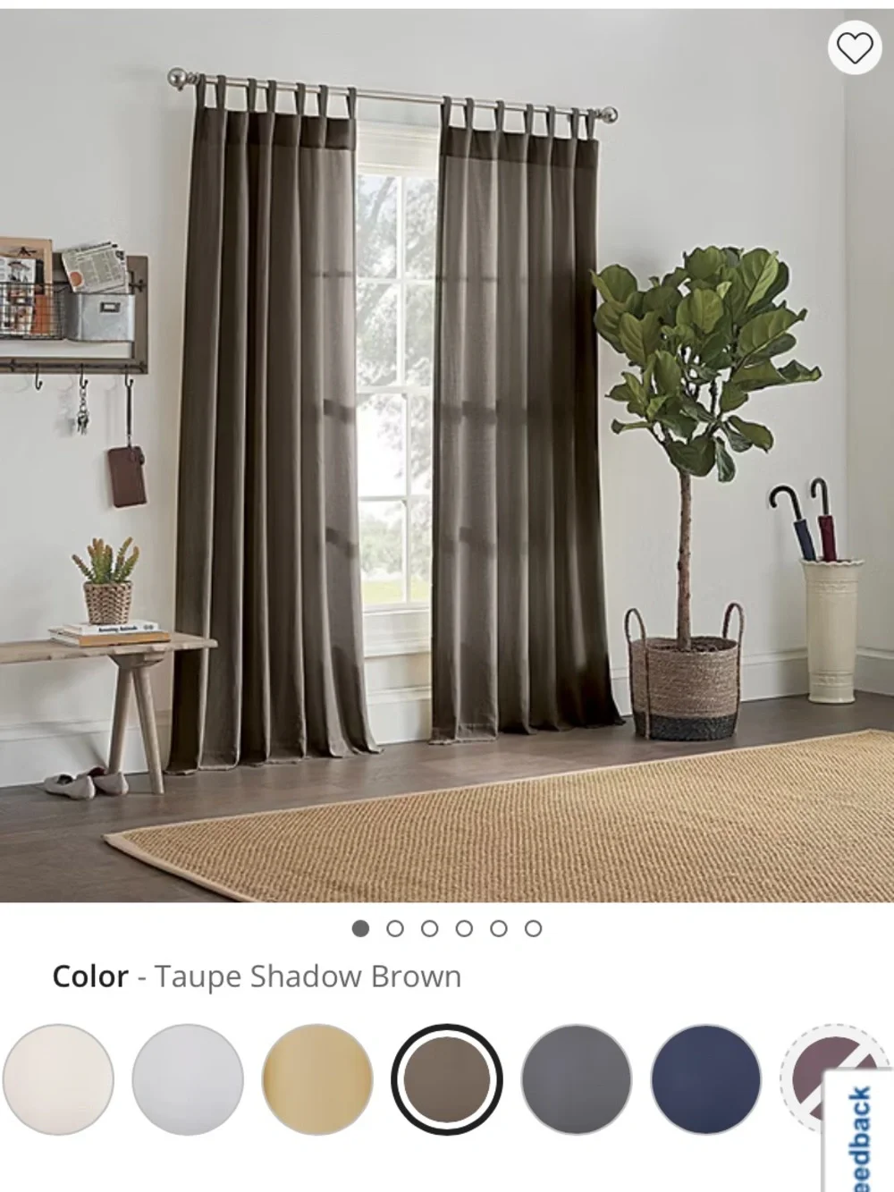 Taupe Shadow Brown Tab-Top Curtain Panels